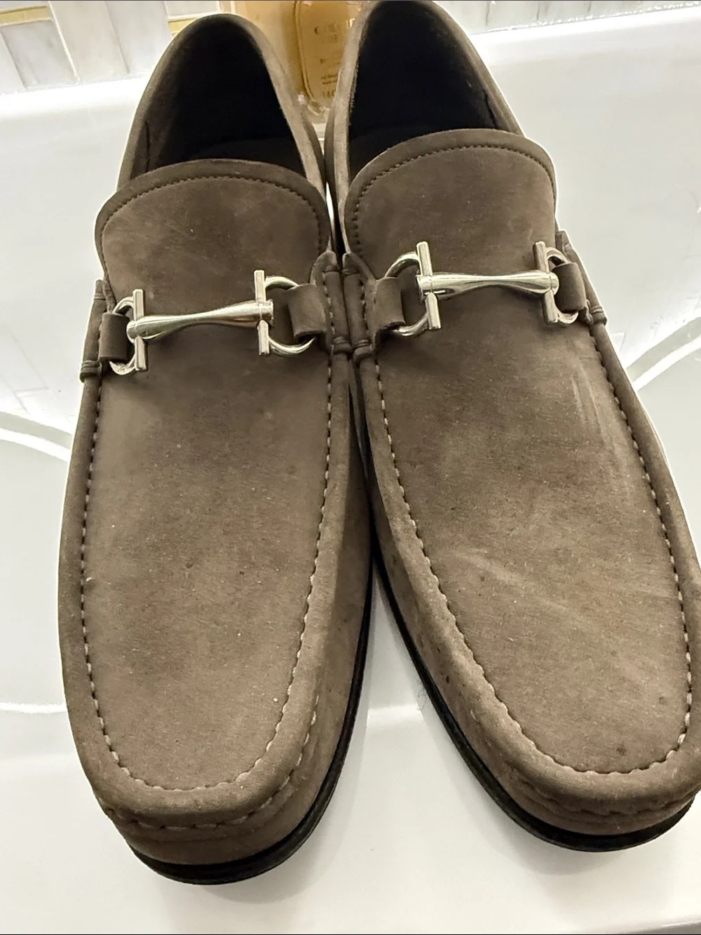 Salvatore Ferragamo taupe suede